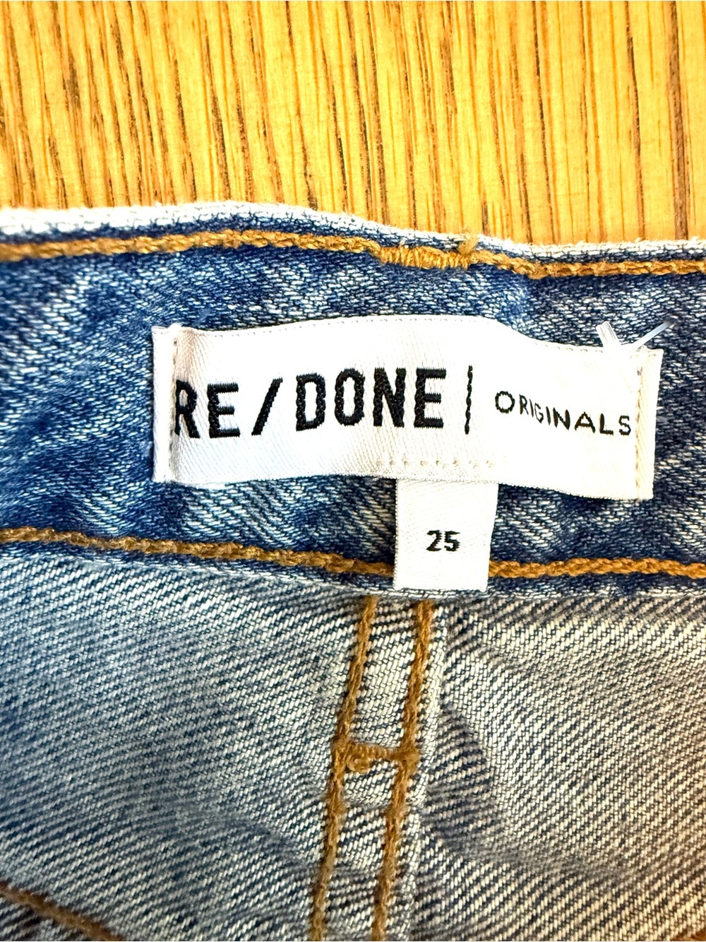 RE/DONE Originals Distressed Straight Leg Jeans Light Wash style # 188-3WSTV27 - Picture 6 of 15